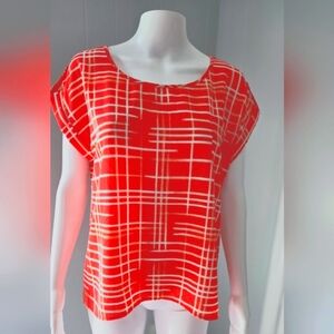 Coral Plaid Women's Top